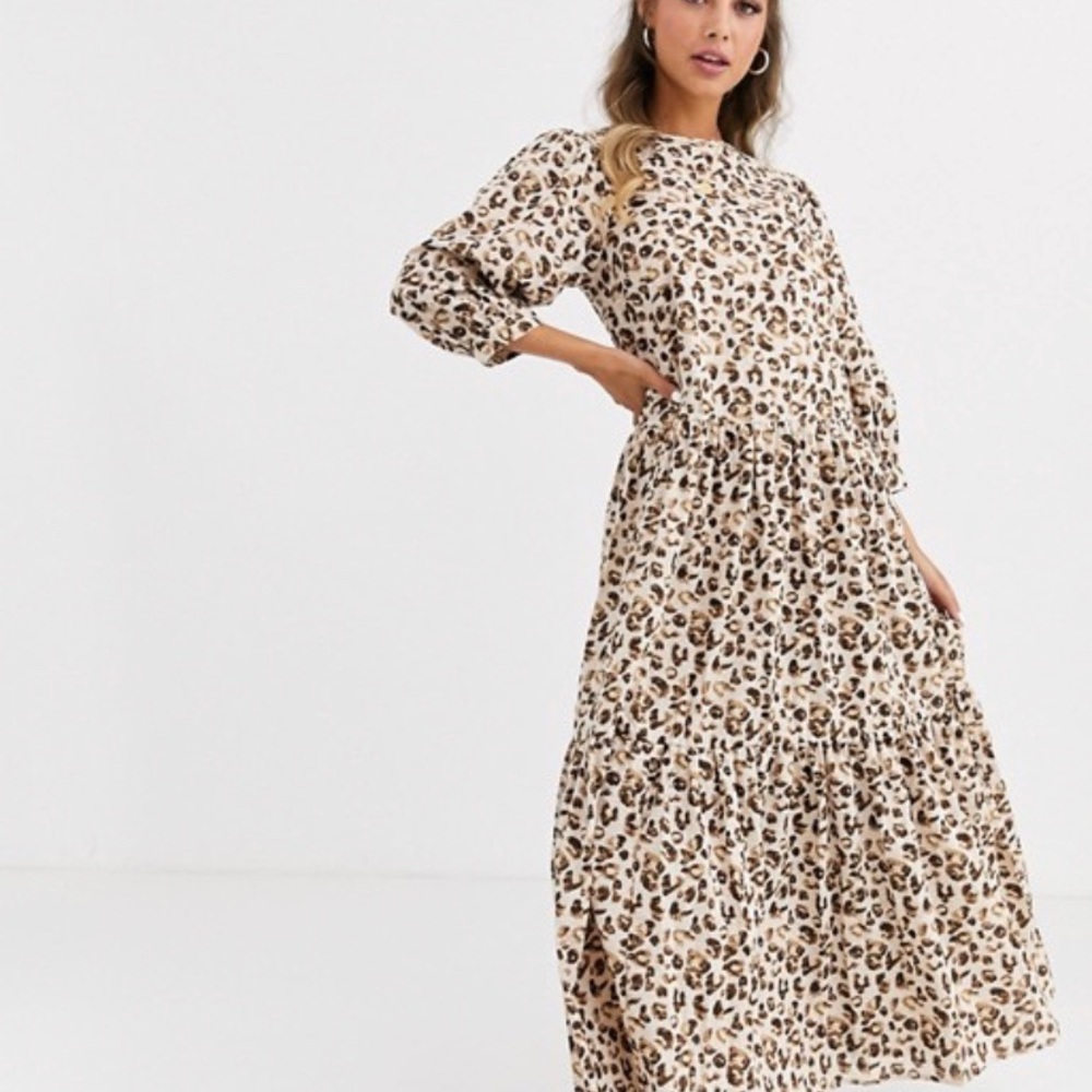 NEVER WORN!! Tiered maxi dress in leopard print